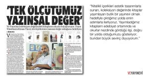 Kenan Yücel ile söyleşi, Dilek Atlı, Bursa Olay gazetesi.